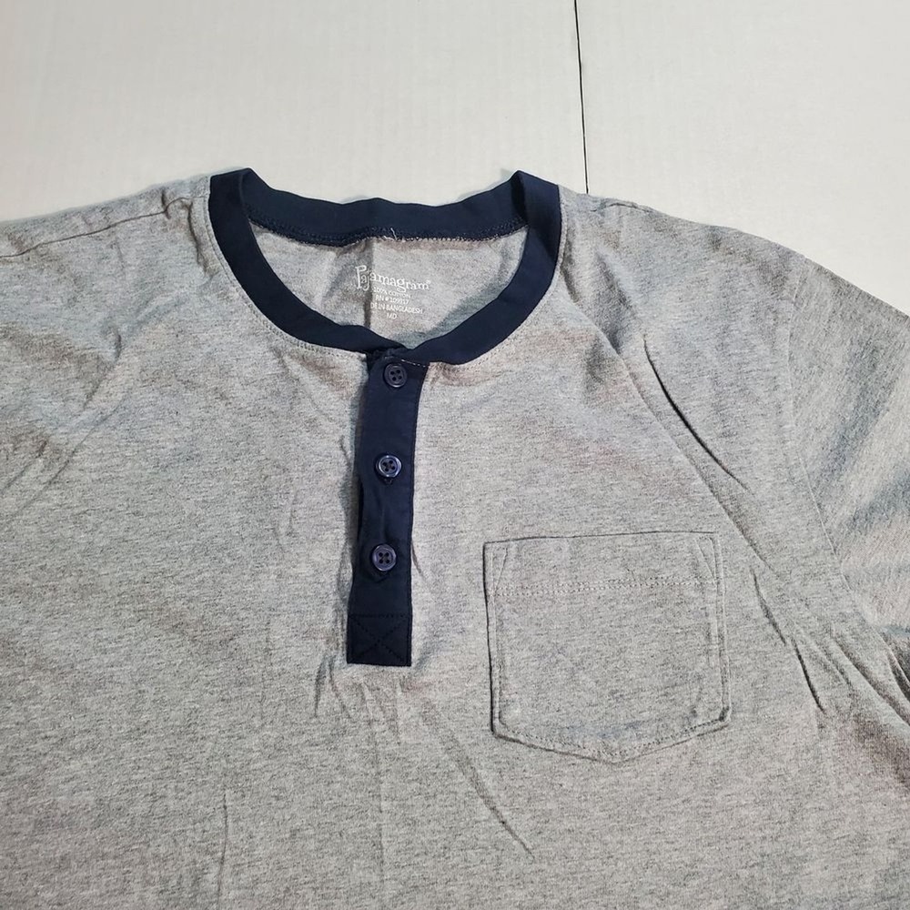 PAJAMAGRAM. Men pajama set, ringer tee with gray jogger pant pj-men. SKU# A-98 - Picture 9 of 16
